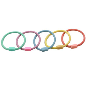 Korean Style <strong>Childrens</strong> Hair <strong>Tie</strong> Thin Elastic Rope Buckle Ponytail Holder Solid Color Daily Use Multicolor 5Pcs - Product Image 5