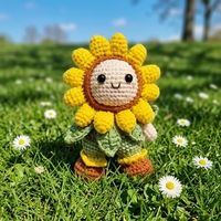 Pendentif de sac poupée tournesol au crochet fait main, porte-clés mignon, cadeau d'anniversaire