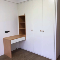 Armoire minimaliste à étagères ouvertes en MDF blanc, ivoire, gris moderne, noyer rustique pour chambre d'hôtel