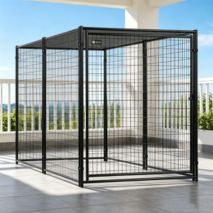 Grand enclos pour chien en fil métallique soudé pour extérieur, cage robuste en métal pour chien, enclos pour animaux de compagnie en acier galvanisé avec toit résistant aux intempéries - Product Image 2