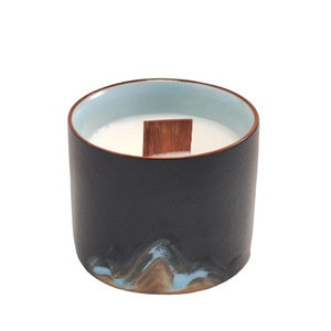 Retro Ink Wash Mountain Ceramic Cup <b>Candle</b> Wooden <b>Crackle</b> Wick Mild Fragrance Study Cozy Vintage Home Decor Ornament - Product Image 6