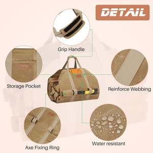 Muestra Gratuita de Bolsa de Transporte de Leña Extra Resistente con Asa, Bolsa de Lona Encerada para Transportar Troncos - Product Image 3