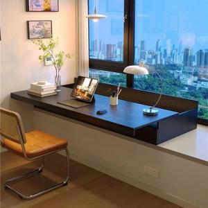 Escritorio de Madera Maciza para Ventanal con Escritorio Extensible Extraíble, Escritorio de Computadora para Dormitorio o Estudio con Cajones y Gabinete de Almacenamiento - Product Image 2