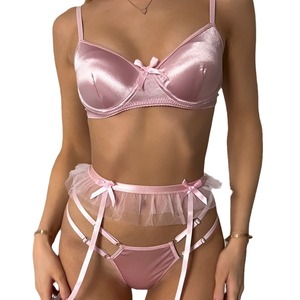 Conjunto de lencería blanca de encaje, sujetador y braga, lencería sexy de encaje transparente para mujer - Product Image 1