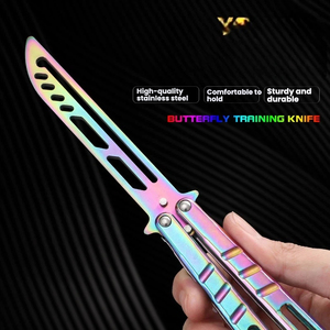 Butterfly Knife Training Blade Folding Han Sword Colored Titanium Comb <b>AB</b> Siren Outdoor Detachable Practice Butterfly Knife - Product Image 2