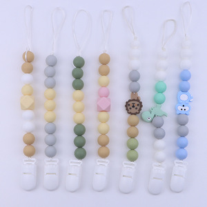 Cadena de silicona para chupete de bebé con cuentas de dibujos animados, 0-12 meses, sin BPA, diseño de cuerpo recto para uso infantil - Product Image 1