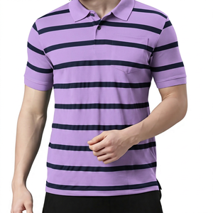 Camiseta Polo de Golf a Rayas para Hombre, 100% Algodón, Casual, Transpirable, Proveedor de Fábrica OEM Premium, Venta al Por Mayor del Fabricante - Product Image 1