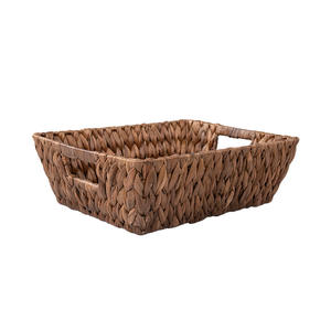 ตะกร้าเก็บของสานจากผักตบชวา รูปทรงสี่เหลี่ยม สีน้ำตาลกาแฟ ทำด้วยมือ สำหรับห้องนั่งเล่น โต๊ะทำงาน ห้องน้ำ ใส่ขนม - Product Image 4