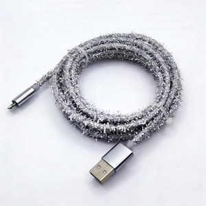 <span class=keywords><strong>Cable</strong></span> <span class=keywords><strong>de</strong></span> Carga Rápida y Transmisión <span class=keywords><strong>de</strong></span> Datos <span class=keywords><strong>de</strong></span> 20W, 1M, con Personalización BWVV, Hilo <span class=keywords><strong>de</strong></span> Lana Plateado - Product Image 2