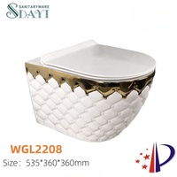 SDAYI luxe couleur dorée point une pièce types bassin salle de bain évier en céramique suspendu ensembles de toilette fille wc cuvette de toilette