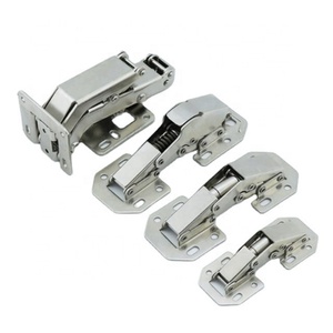Charnière de placard moderne en acier sans perçage, à fermeture amortie, avec amortisseur de pont épaissi, finition nickel, pour portes d'armoires de salon et de cuisine - Product Image 1