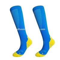 Chaussettes de sport personnalisées de haute qualité, respirantes, bleues, 15-20mmhg 20-30mmhg avec logo pour la course à pied