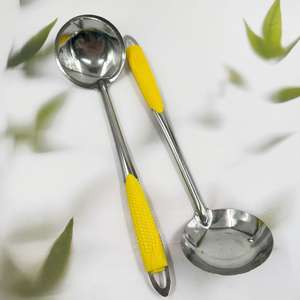 Ensemble d'ustensiles de cuisine en acier inoxydable, cuillère à soupe créative avec poignée colorée, passoire à soupe, pour la maison et les restaurants - Product Image 3