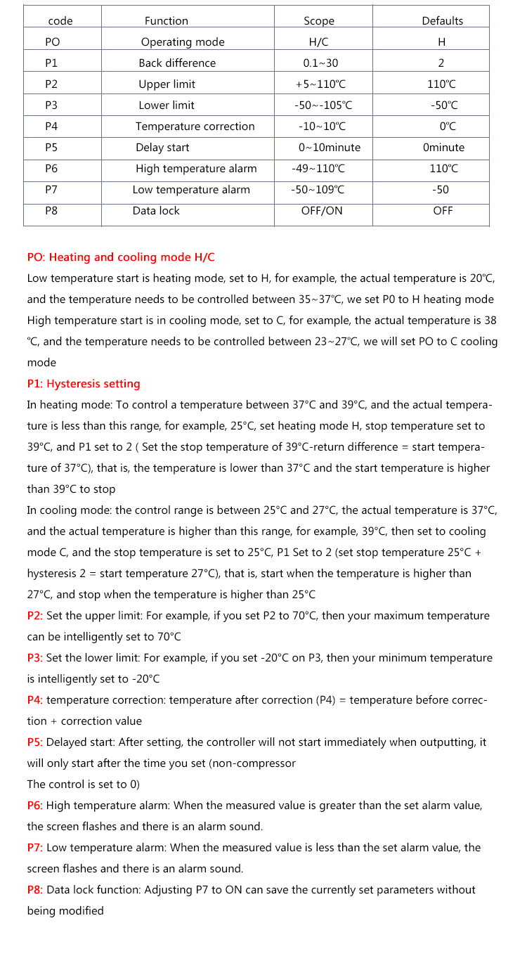 Zfx-W1602 digital temperature controller thermostat heating and cooling temperature control thermostat switch AC220V 1 buyer(图5)