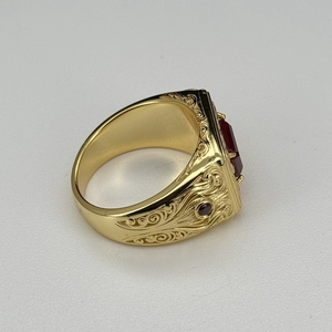 HQ GEMS 맞춤형 에메랄드 컷 5x8mm 랩그로운 레드 루비 925 실버 도금 골드 컬러 남성 파티 반지 - Product Image 5