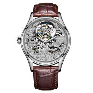 Reloj Mecánico AESOP Manual Tourbillon Skeleton para Hombre con Diamantes, Acero Inoxidable, Zafiro Sintético y Correa de Cuero 7016 - Product Image 1