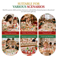 Kit de Arcilla Seca al Aire para Manualidades Navideñas DIY, 80+ Piezas, Set de Manualidades Festivas con Pegamento en Crema, No Tóxico, Caja de Regalo, Venta al por Mayor, OEM, ODM, Fábrica
