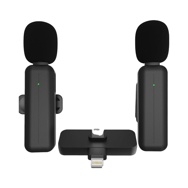 Dual Omni-directional Wireless Plastic Lavalier Microphone High-Fidelity Mini 80ft Range 5H Working Time Noise Reduction iPhone