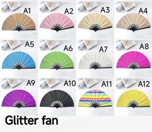 <b>Portable</b> Glitter Bamboo Folding <b>Hand</b> <b>Fans</b> Kung Fu Style Music-Inspired Techniques for Festivals Christmas Parties with Holster - Product Image 5
