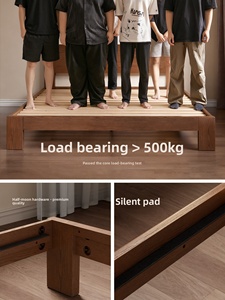 Estrutura de Cama King Size em Carvalho Sólido Premium, Estilo Nórdico Escandinavo Moderno Minimalista, Cama Plataforma de Madeira Real para Quarto Principal SMC151 - Product Image 5