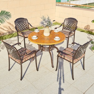 sala da pranzo in alluminio pressofuso Vintage terrazza all'aperto balcone moderno piccolo tavolo da pranzo rotondo Set 4 sedie - Product Image 5