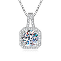 Collier Exquis en Forme de Petit Cube de Sucre, Pendentif Carré en Moissanite D Color 1 Carat, Bijoux en Argent S925 pour Femme, Vente en Gros