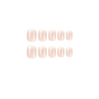 Faux ongles carrés courts à presser, 24 pièces, dégradé rose nude brillant, pour femmes, usage quotidien, bureau, mariée, manucure, cadeau, tendance