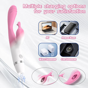 Vibrador de silicona de 10 frecuencias con doble vibración potente y estimulador de clítoris con cola para adultos - Product Image 4