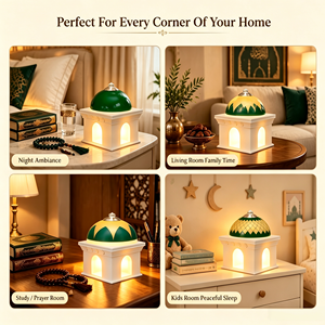 <span class=keywords><strong>Lampe</strong></span> de chevet Coran avec haut-parleur, design dôme, écran tactile, options de prise EU/UK, Zikir Ruqyah, cadeau islamique - Product Image 6