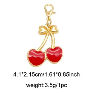 Breloques 3D en émail en forme de fruits (ananas, cerise, avocat, fraise) avec fermoir mousqueton pour porte-clés et bijoux DIY - Product Image 5