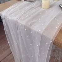 Taplak meja dekoratif sifon mutiara, jaring mutiara, taplak meja kue dan makanan penutup, warna Solid dan kain latar belakang yang indah