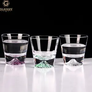 Snow Mountain Fuji Mountain-shaped Glass Whiskey Glass Beer Glass Spray Color Heavy Bottom Crystal Juice Cup