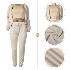 <span class=keywords><strong>Completo</strong></span> Sportivo Due Pezzi con Giacca Corta, <span class=keywords><strong>Elegante</strong></span> e Sexy Set di 3 Pezzi, Outfit di Lusso da Donna, <span class=keywords><strong>Tuta</strong></span> con Felpa con Zip e Top Corto - Product Image 6