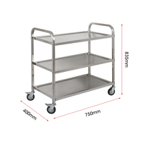 Troli Makanan Berkualitas Tinggi dan Terjangkau untuk Restoran, Hotel, Peralatan Dapur, Troli Makanan Hotel 3 Lapis Bahan Stainless Steel
