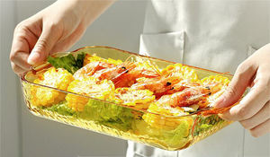 Shulopal vaisselle en verre à haute teneur en borosilicate moule à pain ustensiles de cuisson couleur ambre baguette plateau de cuisson plateaux de cuisson à la lumière d'onde pour four - Product Image 3