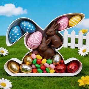 Contenedor de Dulces de Plástico con Forma de Conejo de Pascua, Rellenable, de 25.4 cm, Color Chocolate - Product Image 1