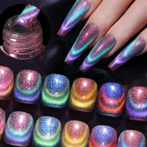 BORN PRETTY Sparkling Rainbow Color Double Light 9D Reflective Glass Cat Eyes Magnetic Nail Gel Polish Varnis Semi Permanent