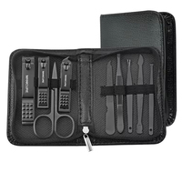 Ensemble de manucure pour hommes JM, 6 pièces, en acier inoxydable, coupe-ongles, kit de soin et de toilettage avec sac de voyage