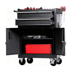 Chariot mobile de rangement d'outils pour salon de beauté, de barbier, de tatouage, en métal, avec 3 tiroirs et 4 roues, avec poignée - Product Image 6