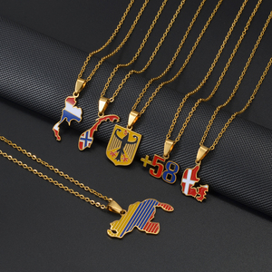 Colliers pendentifs pour femmes avec carte du Venezuela, drapeau et <span class=keywords><strong>code</strong></span> postal 58, emblème de l'aigle allemand, Danemark, Norvège, Thaïlande # 563162 - Product Image 1