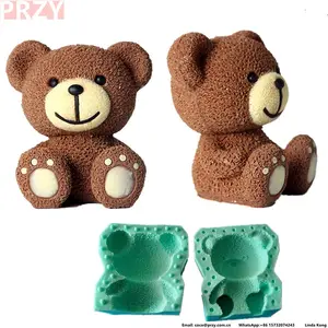 New Fondant Bear Doll Silicone Mold Teddy Bear Toy Decoration Mold Birthday  Cake Teddy Bear Mold 2 Pcs/set