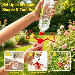 Comedero Portátil Desmontable para Colibríes, Tres Puertos, Forma de Flor, Comedero Colgante para Pájaros al Aire Libre, para Beber Agua - Product Image 1