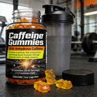 Gummies de caféine naturelle OEM/ODM 100mg pour l'énergie et la concentration, à base de pectine, complément alimentaire GMP/Halal/Kosher