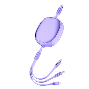3-in-1 Custom Logo <strong>Printed</strong> 100W Retractable <strong>USB</strong> Charge <strong>Cable</strong> Two-Way Telescopic 6A Fast Charging for Mobile Phone TPE - Product Image 4