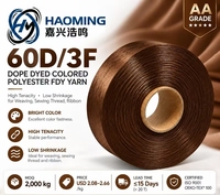 Filament de polyester FDY teint en masse de qualité AA 60D/3F, 100 % polyester, haute ténacité, faible rétrécissement, pour tissage, couture, ruban