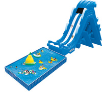 Grand parc aquatique commercial d'extérieur, toboggan gonflable amusant pour enfants, toboggan gonflable avec piscine