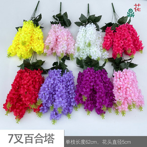 Ramo de Flores Artificiales de Lirio, Flores de Seda Estilo Coreano, Arreglo Decorativo Hecho a Mano para Hogar, Jardín y Bodas - Product Image 5