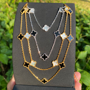 Set di Gioielli SPJ in Argento S925 con Madreperla Bianca, <span class=keywords><strong>Collana</strong></span>, Bracciale e Orecchini a Quadrifoglio, Produzione Diretta OEM ODM per Boutique - Product Image 5