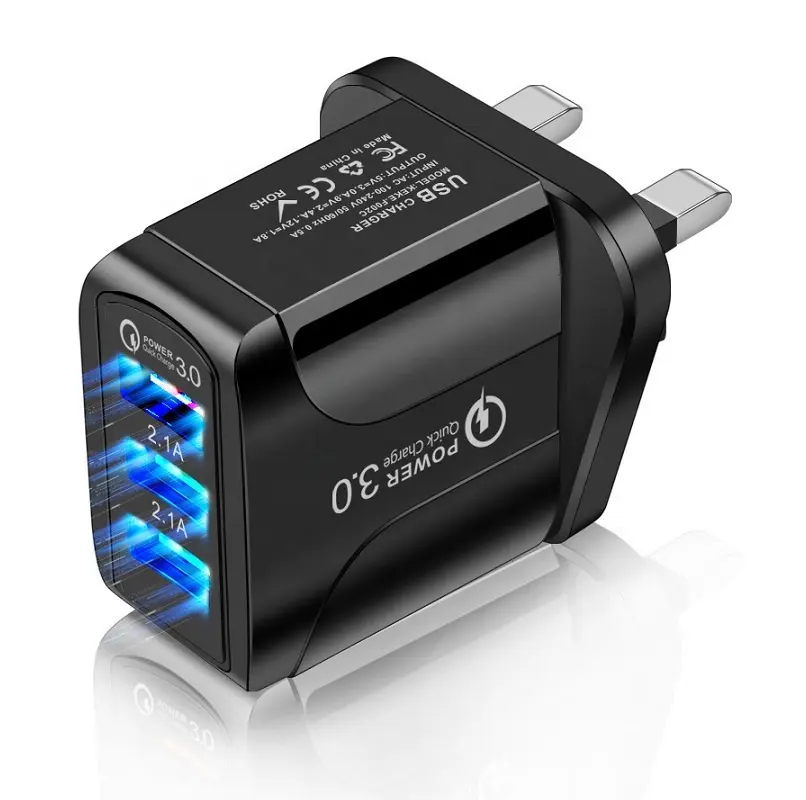 A mazon QC 3.0 quick Charger 3USB mobile phone Wall Charger Universal Travel Adapter US/EU/UK Charger for Iphone Samsung HuaWei