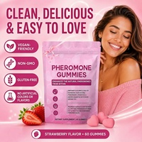 Gummies aux phéromones pour femmes, marque privée, parfum naturel et soutien de la confiance, saveur fraise, 60 unités